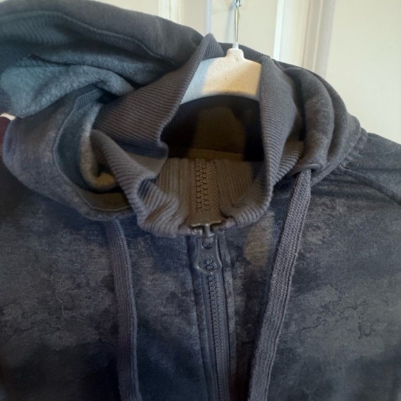 Danskin-Women’s Double-Collar-Full-Zip-Hooded gray Jacket Marble Print Large - Picture 7 of 11